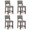 Gymax 4-Piece Linen Fabric/PVC Leather Counter Height Bar Stool Set w/ Back and Rubber Wood Legs